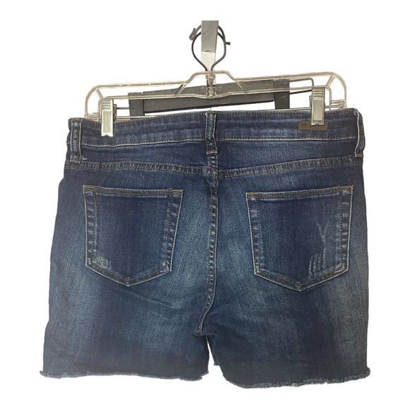Kut From The Kloth Jean Shorts 8 Med Wash Cutoff Whiskered Mid Rise Cotton Denim - Picture 2 of 3